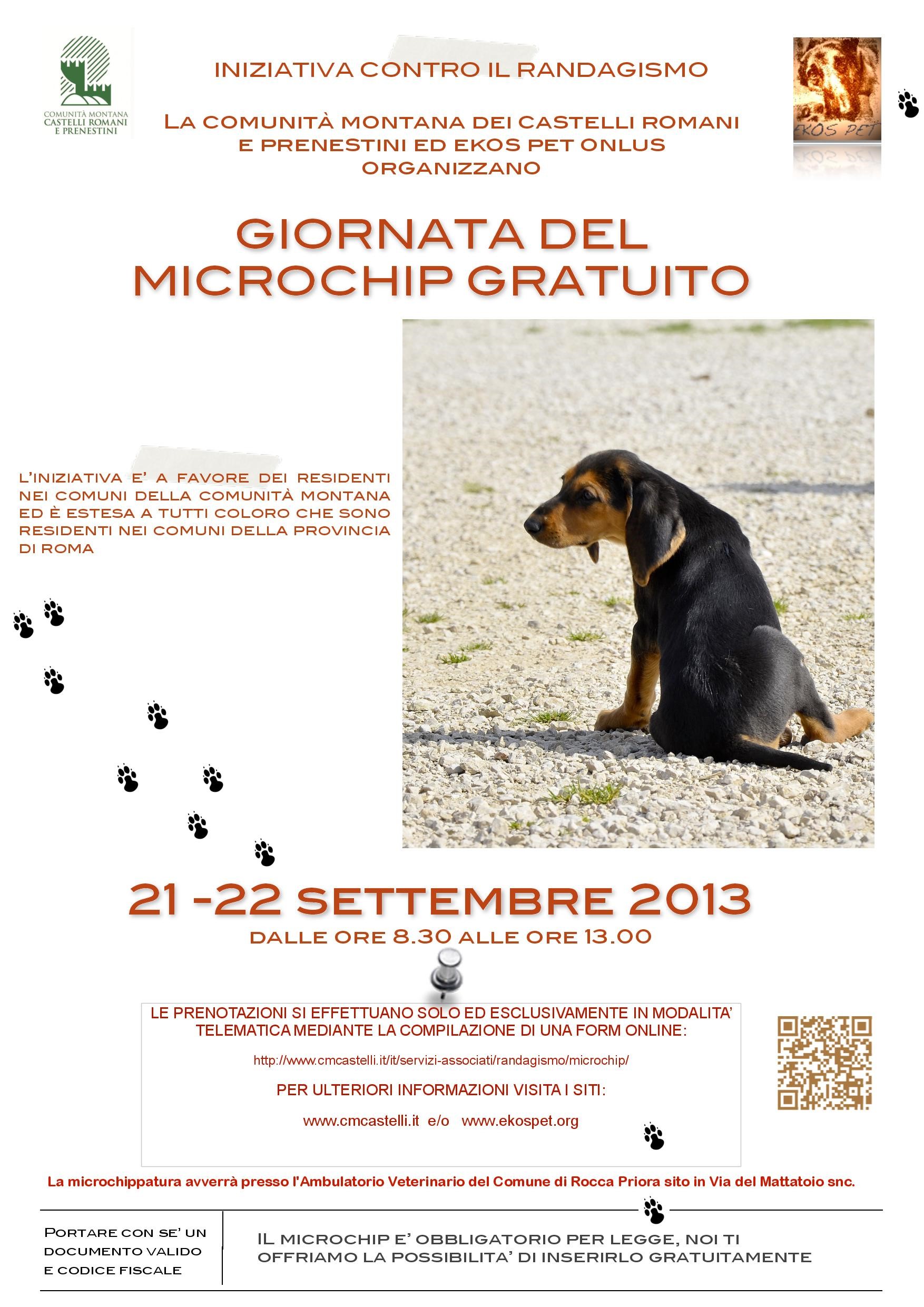 A Rocca Priora due giorni di microchippatura canina gratuita Microchippatura gratuita