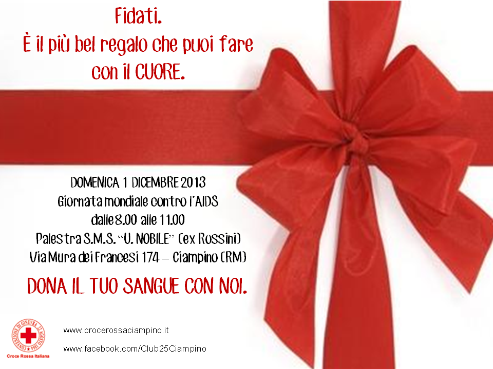 CRI di Ciampino raccoglie sangue nella Giornata contro l’AIDS Giornata Mondiale per lotta all'AIDS