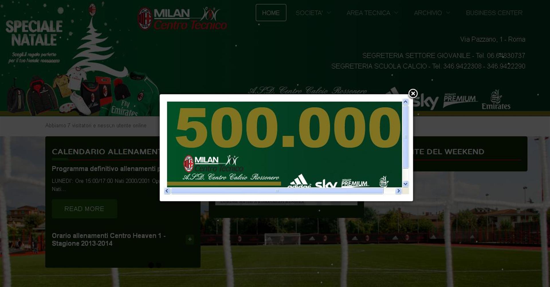 Centro Calcio Rossonero, il sito internet raggiunge quota 500mila contatti 500mila contatti sito centro calcio rossonero