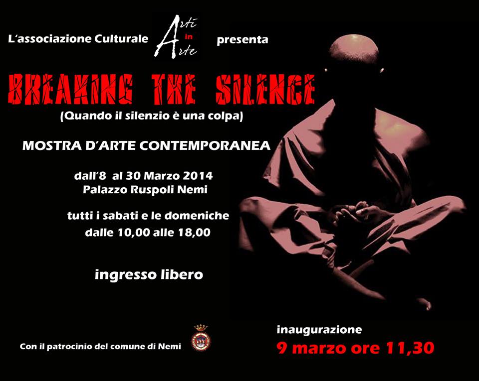 Nemi, dall’8 marzo la mostra Breaking The Silence manifesto_mostra_marzo_2014_Nemi