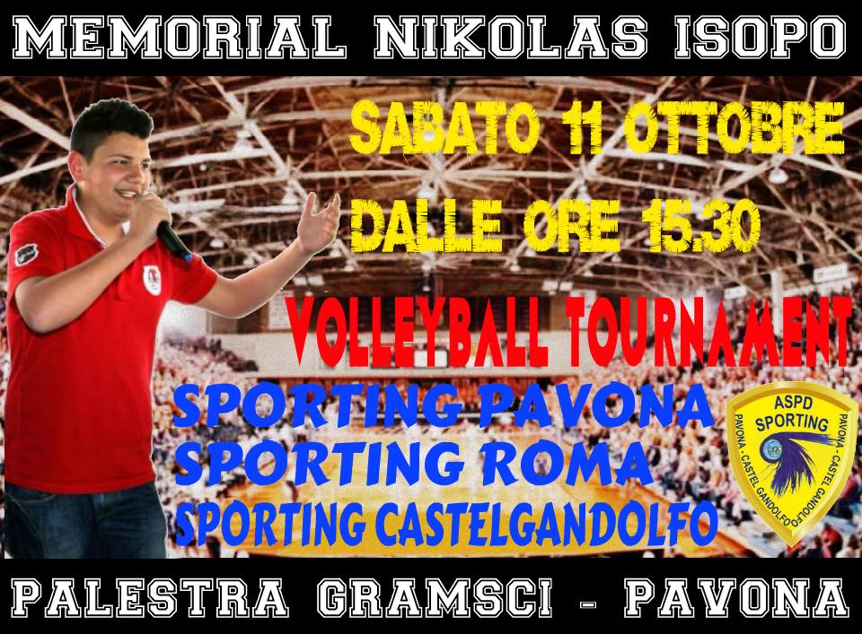 Domani primo Memorial Nikolas Isopo di volley a Pavona memorial
