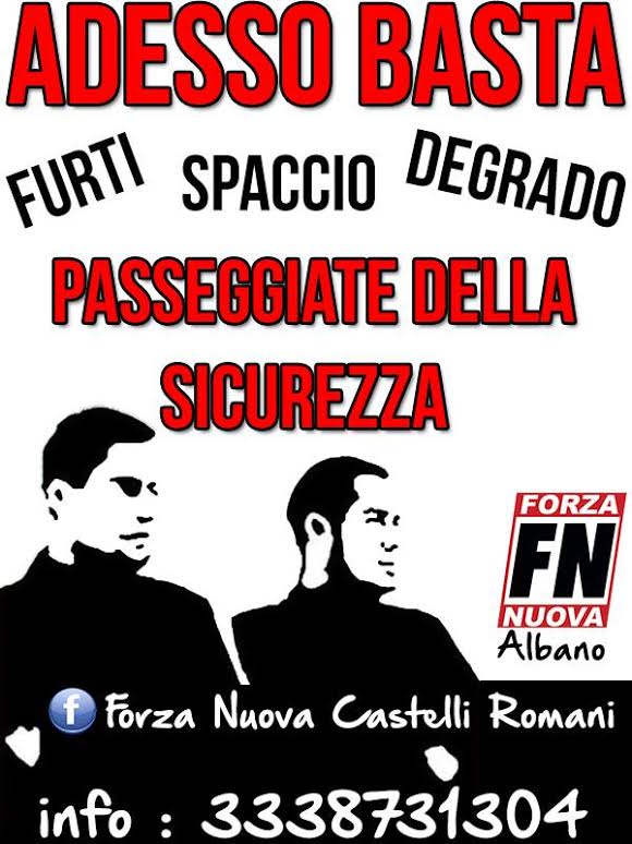 Forza Nuova promuove una passeggiata per la sicurezza a Pavona sicurezza
