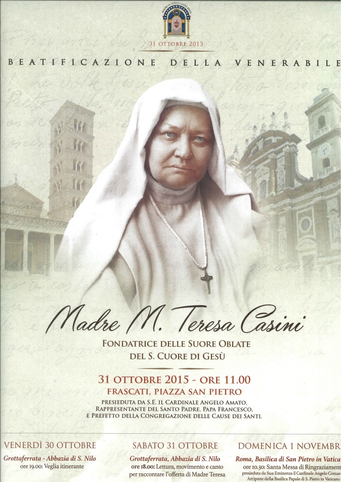 A Grottaferrata le celebrazioni Beatificazione Madre Casini beatificazionebeatacasini