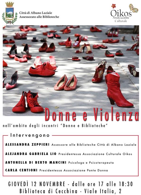 Albano, giovedì 12 novembre l’incontro Donne e Violenza