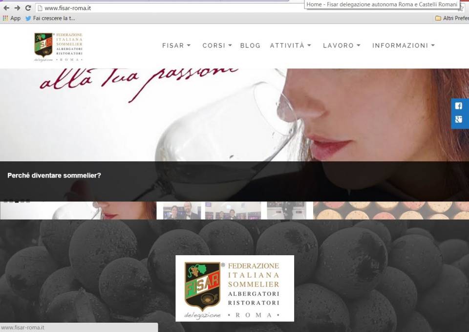 Novità per i sommelier, ristoratori ed albergatori di Roma e Castelli sito