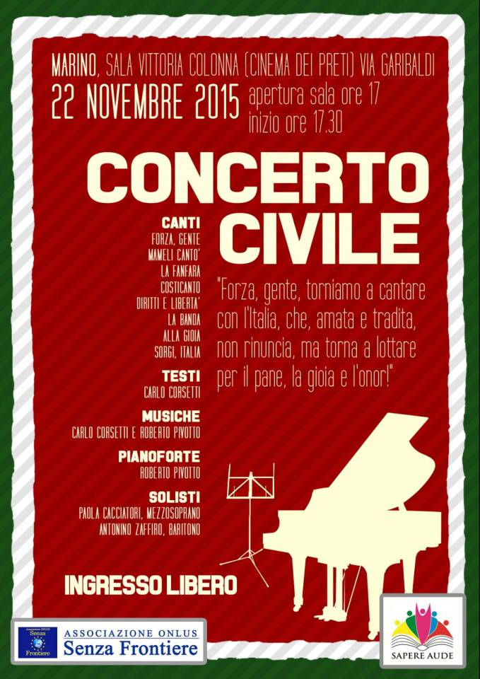 Marino, il 22 novembre arriva il “Concerto Civile” concerto_civile
