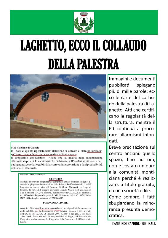 De Carolis chiarisce su Palestra in zona Laghetto e Centro Anziani documenti