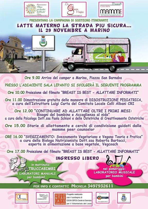 Il Camper delle mamme dei Castelli fa tappa a Marino mamme