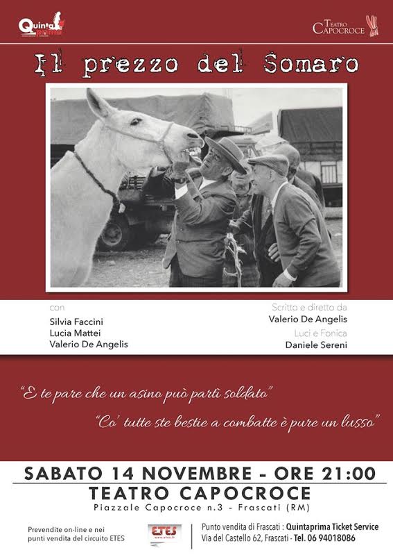 Al Teatro Capocroce di Frascati in scena Il Prezzo del Somaro somaro