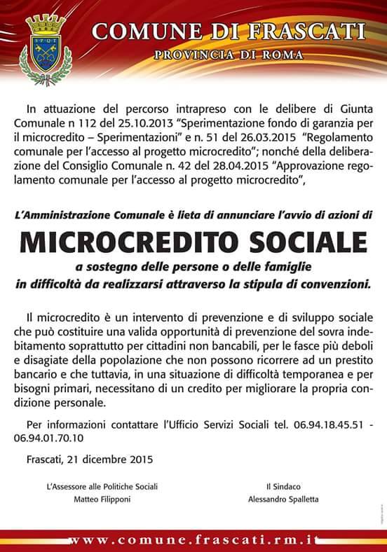 Frascati, Microcredito Sociale a sostegno di persone e famiglie in difficoltà microcreditosocialefrascati