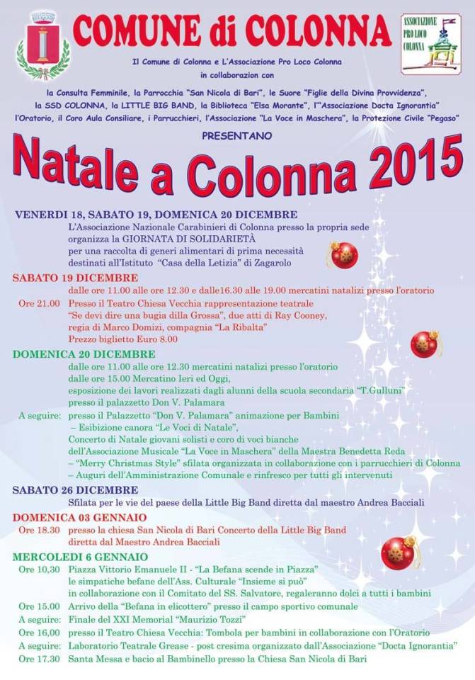 Natale a Colonna, ecco tutti gli eventi natalecolonna