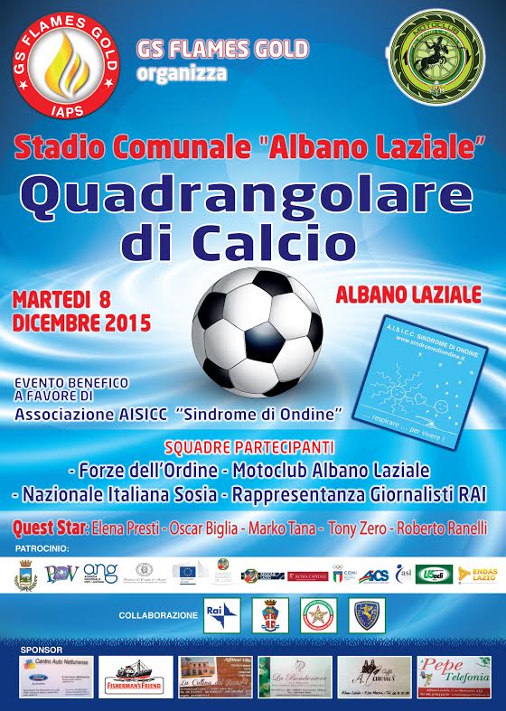 Calcio e solidarietà l’8 Dicembre ad Albano locandina