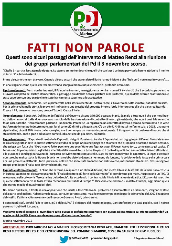 Marino, Riconquistare la Sovranità e il Pcdi locale rispondono al Pd manifesto_pd_marino