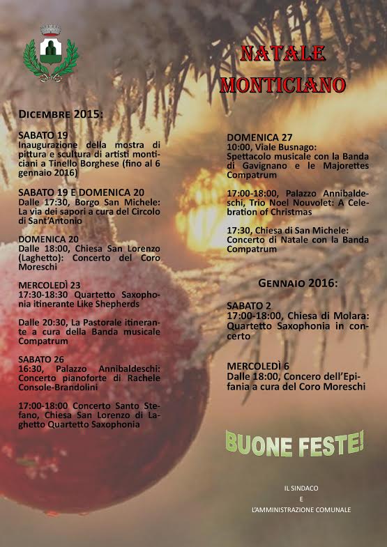 Il cartellone degli eventi di Natale a Monte Compatri eventi