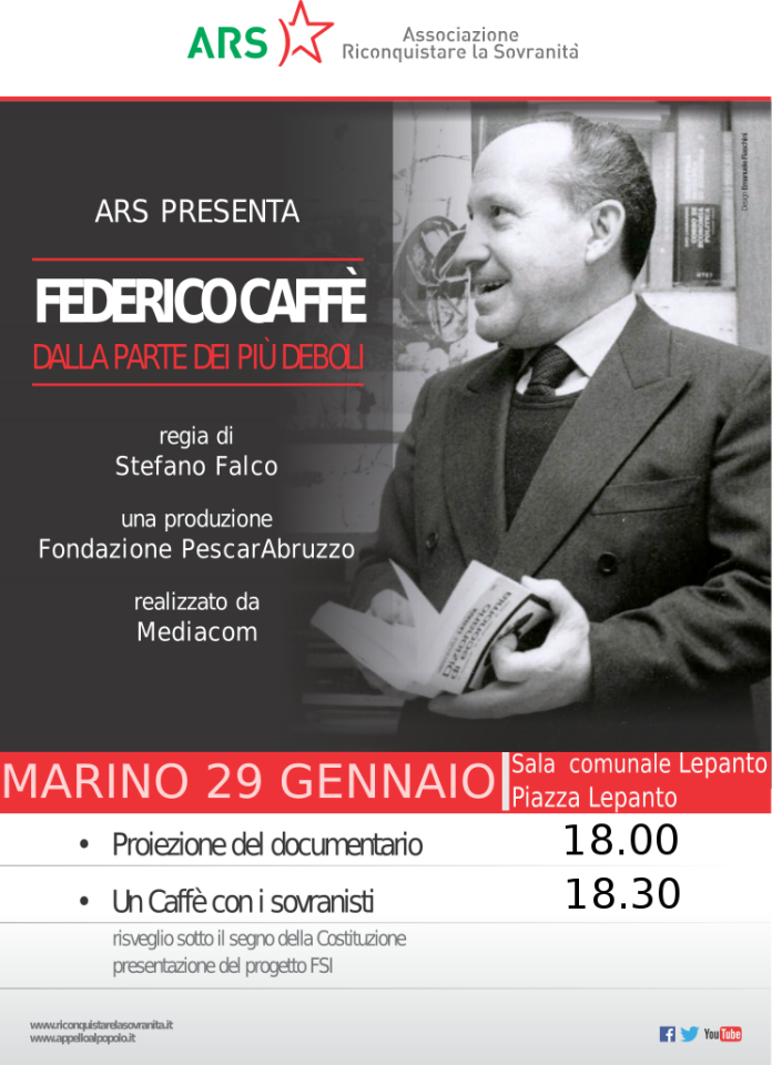Si parla di Federico Caffè a Marino il 29 gennaio 2016 locandinamarinocaffe