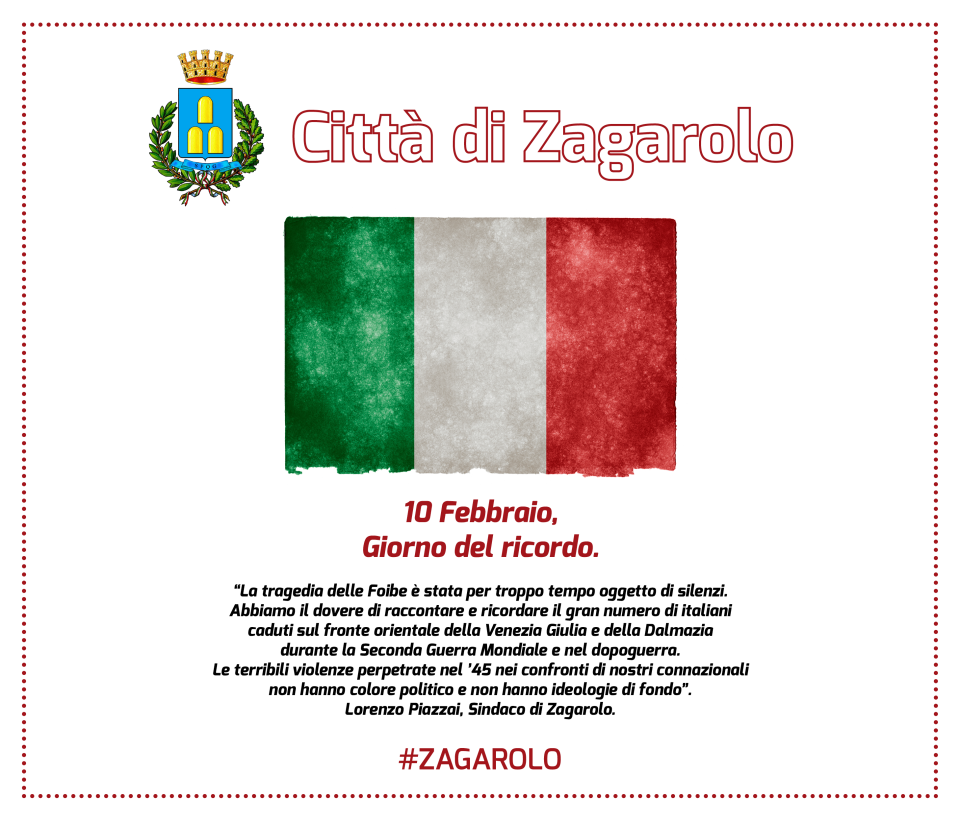 Zagarolo, “il 10 Febbraio “Giorno del Ricordo” ricordiamo le vittime delle Foibe” giornatamemoriazagarolo