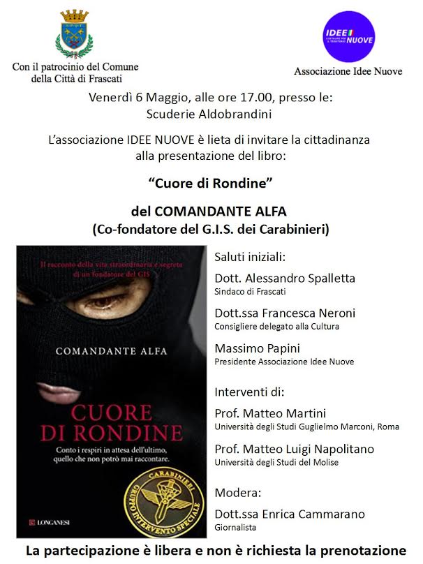 Cuore di Rondine, a Frascati si presenta libro del Comandante Alfa locandina