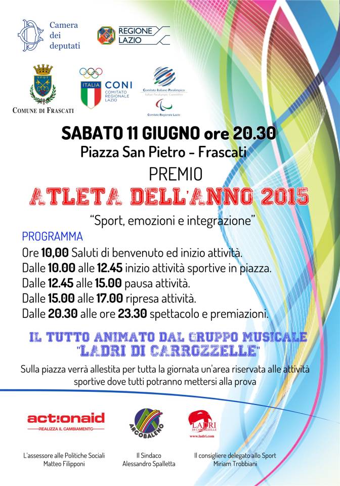 A Frascati arriva l’Atleta dell’Anno manifestoatletadellannofrascati