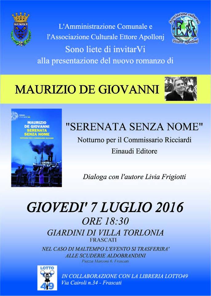 Maurizio De Giovanni torna a Frascati per presentare “Serenata senza Nome” locandinaserenatasenzanome