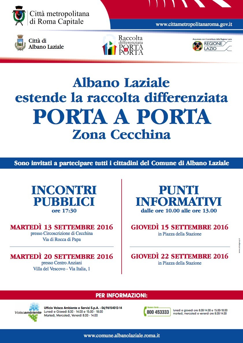 Albano, si completa la raccolta differenziata anche a Cecchina manifesto_porta_porta_cecchina