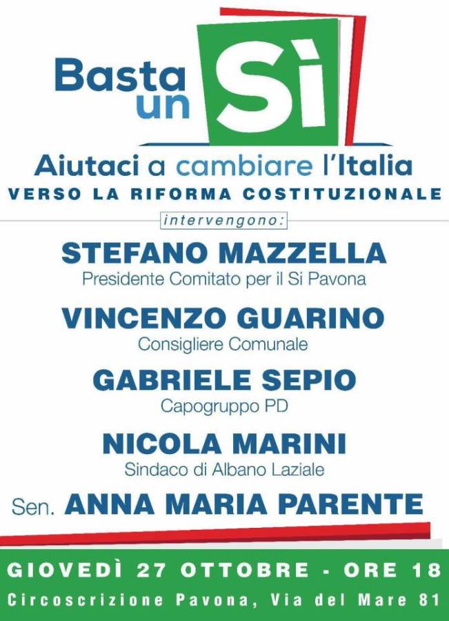 Basta un Si, appuntamenti a Castel Gandolfo e Pavona bastaunsipavona