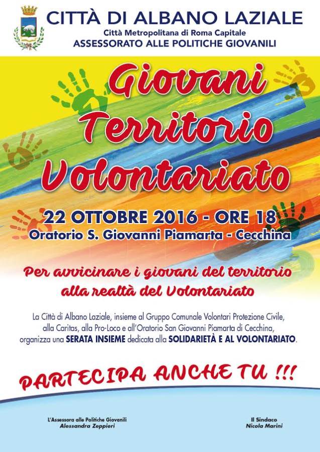 Il Comune di Albano chiama i giovani al volontariato locandina