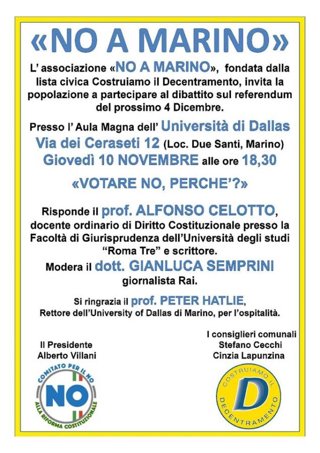 Referendum, convegno di Costruiamo il Decentramento per il No nomarino