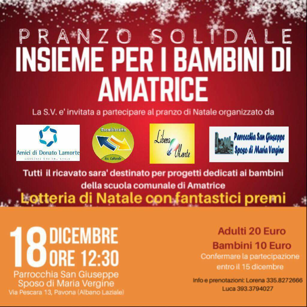 Insieme per i bambini di Amatrice all’Oratorio di Pavona insiemeamatrice