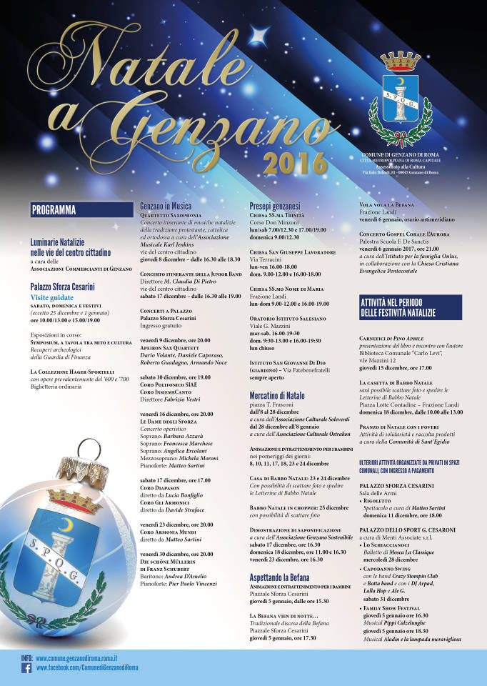 Genzano, le iniziative di Natale dal 15 al 18 dicembre genzanonatale16