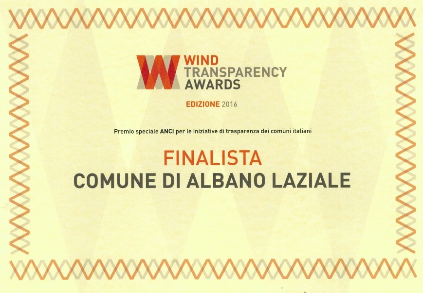 Open Data, Comune Albano finalista nel premio Wind Transparency Award wind