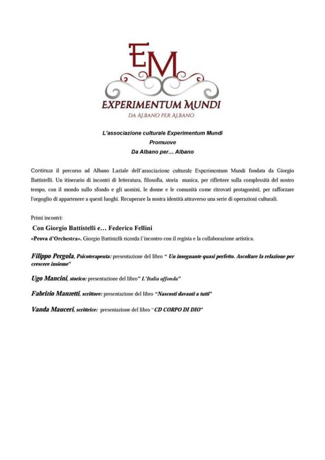 Experimentum Mundi presenta Da Albano… per Albano locandina