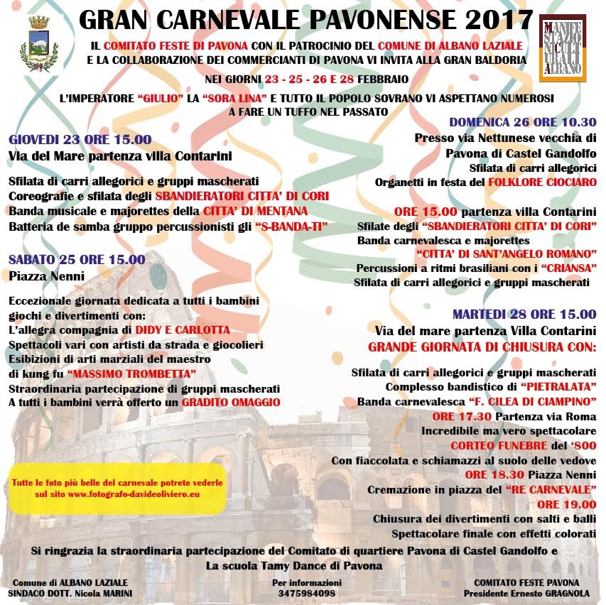 Tutto pronto per il Carnevale Pavonese 2017 locandina
