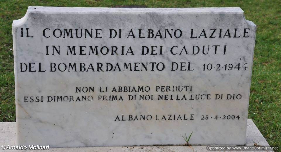 Commemorazione vittime bombardamento Collegio Propaganda Fide lapide