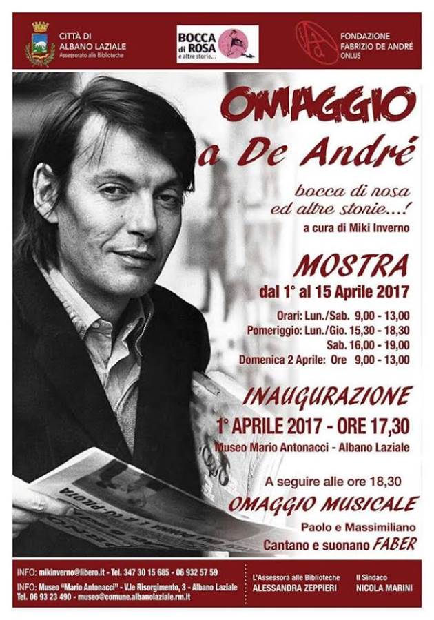 Mostra su Fabrizio De Andrè al Museo Civico di Albano locandina