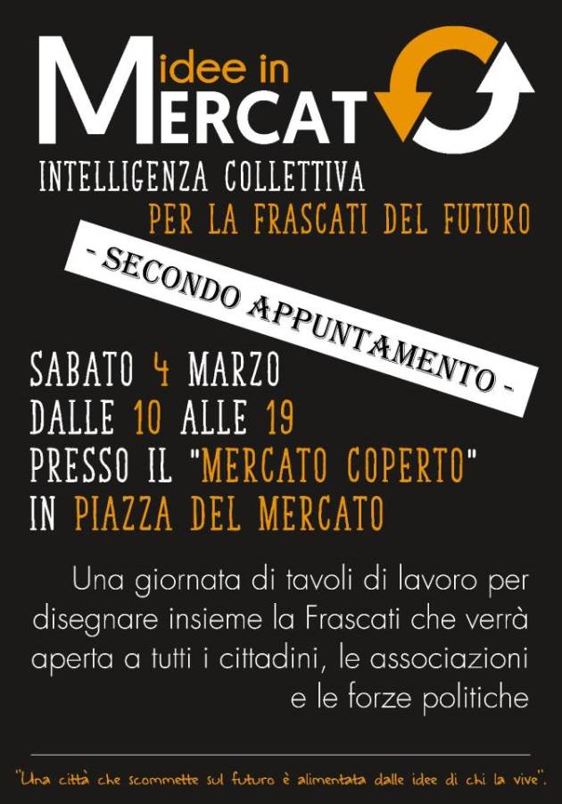 Idee in Mercato, Fare Per Frascati partecipa al secondo appuntamento IIideeinmercato