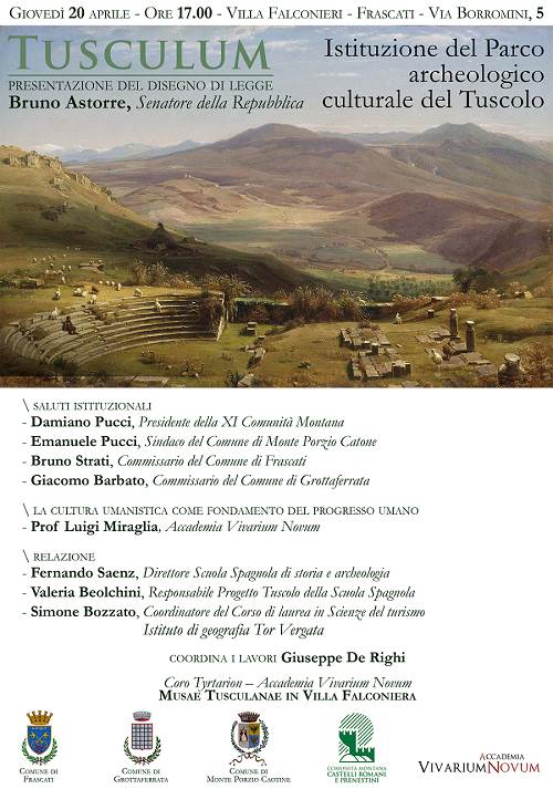 Tusculum, la presentazione del disegno di legge a Villa Falconieri manifesto