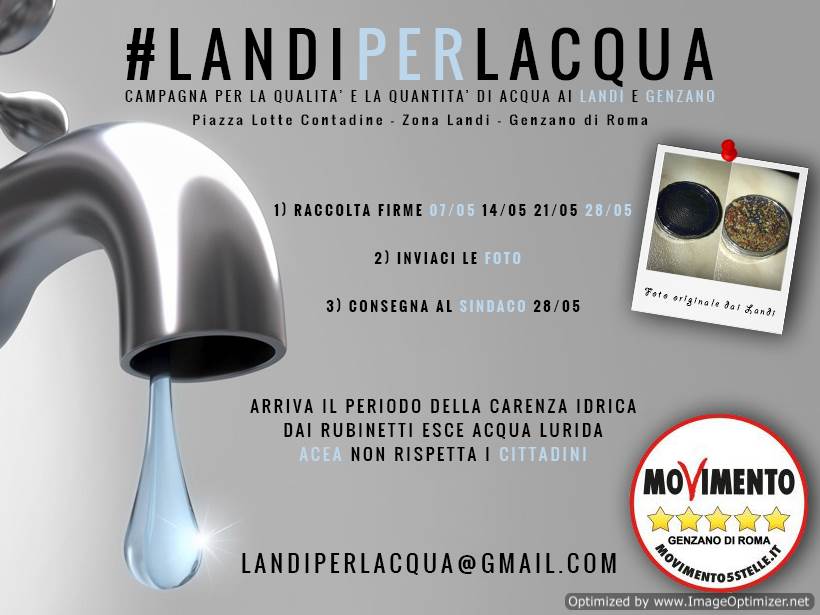 M5S Genzano presenta #landiperlacqua #landiperlacqua