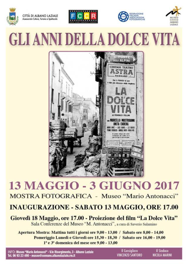 Ad Albano l’inaugurazione della mostra Gli anni della Dolce Vita locandina
