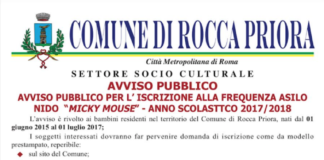 Rocca Priora, avviso per l’iscrizione all’asilo Micky Mouse avviso_pubblico