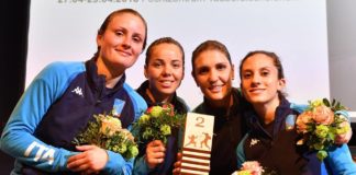 Frascati Scherma, fiorettiste seconde a Tauber mancini_volpi_errigo_cipressa_scherma