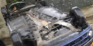 Macchina cappottata sulla Frascati Colonna