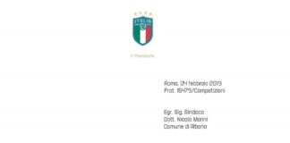 Ad Albano amichevole Italia – Germania di calcio manifesto