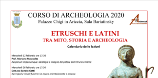 Aperte le iscrizioni al Corso di Archeologia 2020 dell’Archeoclub Aricino Nemorense locandina