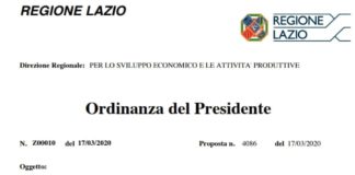 Coronavirus, nuova ordinanza Regione Lazio ordinanza