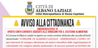 Albano, aperto conto corrente dedicato alle donazioni per il sostegno alimentare conto_albano_covid
