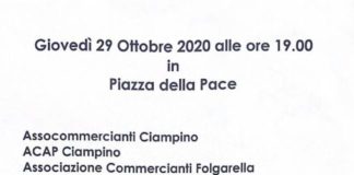 Ciampino, manifestazione delle associazioni dei commercianti contro le restrizioni locandina