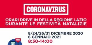 Coronavirus, 257 nuovi casi positivi e un decesso il 5 Dicembre in Asl Roma 6 orari_drive_in_feste_natalizie_2020_2021
