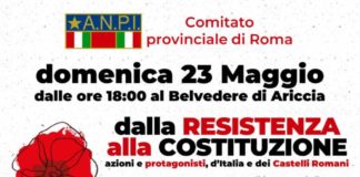 23 maggio, serata per la costituzione della Sezione Anpi di Ariccia manifesto