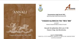 Giovedì 16 settembre ore 17:00 a Palazzo Chigi Viaggio all’Ariccia tra ‘700 e ‘800″