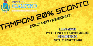 Ciampino – Tamponi 20% sconto e Green Pass in giornata, 1-12 settembre piazzale Kennedy